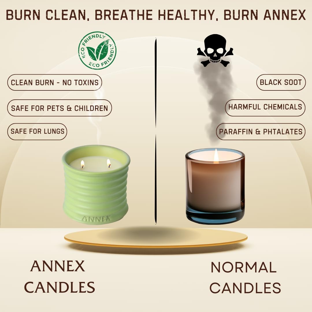 Bundle Package - Annex The Green Life Candle & Vase – Luxury Handmade Ceramic Candle with Natural Soy Wax and Elegant Decorative Vase – Perfect for Home Decor or Gifting