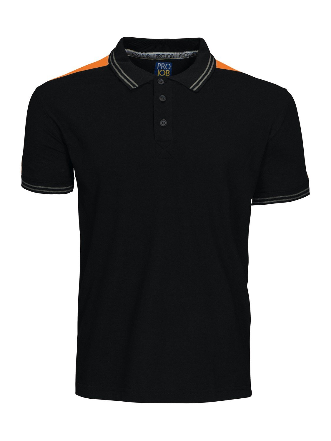 Polo de piqué homme manches courtes noir orange en taille M