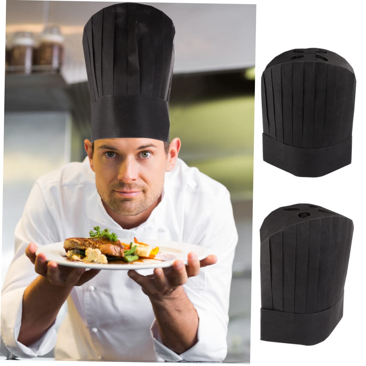 Gatuida Gorro de Chef Desechable 28x30 Cm Ecológico 20 Unidades Material Transpirable Unisex para Cocina Profesional y Restauración