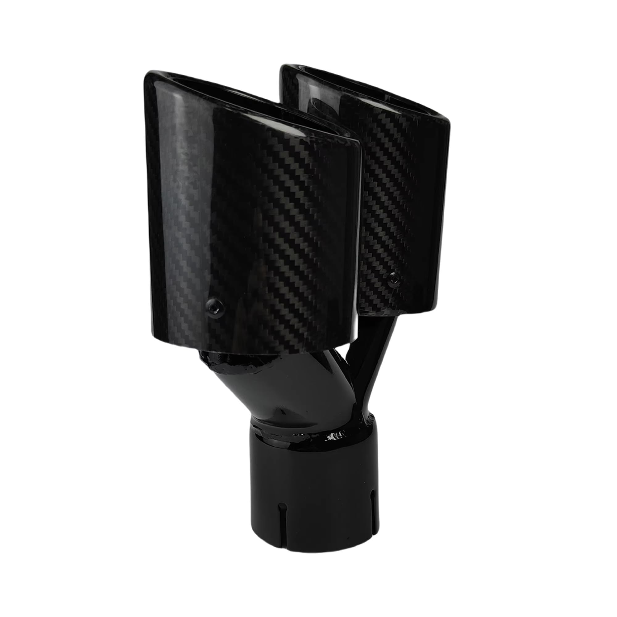 1 Uds. Punta De Silenciador Escape Universal Sarga Brillante En Forma Y Negra Longitud Garganta Trasera Coche Tubo Cola Coche(60mm-101mm-Right)