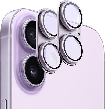 [SAPPHİRE FULL CAMERA GUARD] iPhone uyumlu Safir Kamera Lens Koruyucu [HD-AR-AF] Kılıf Dostu Metal 9H Temperli Cam Kamera Kapağı (Mor, iPhone 17)
