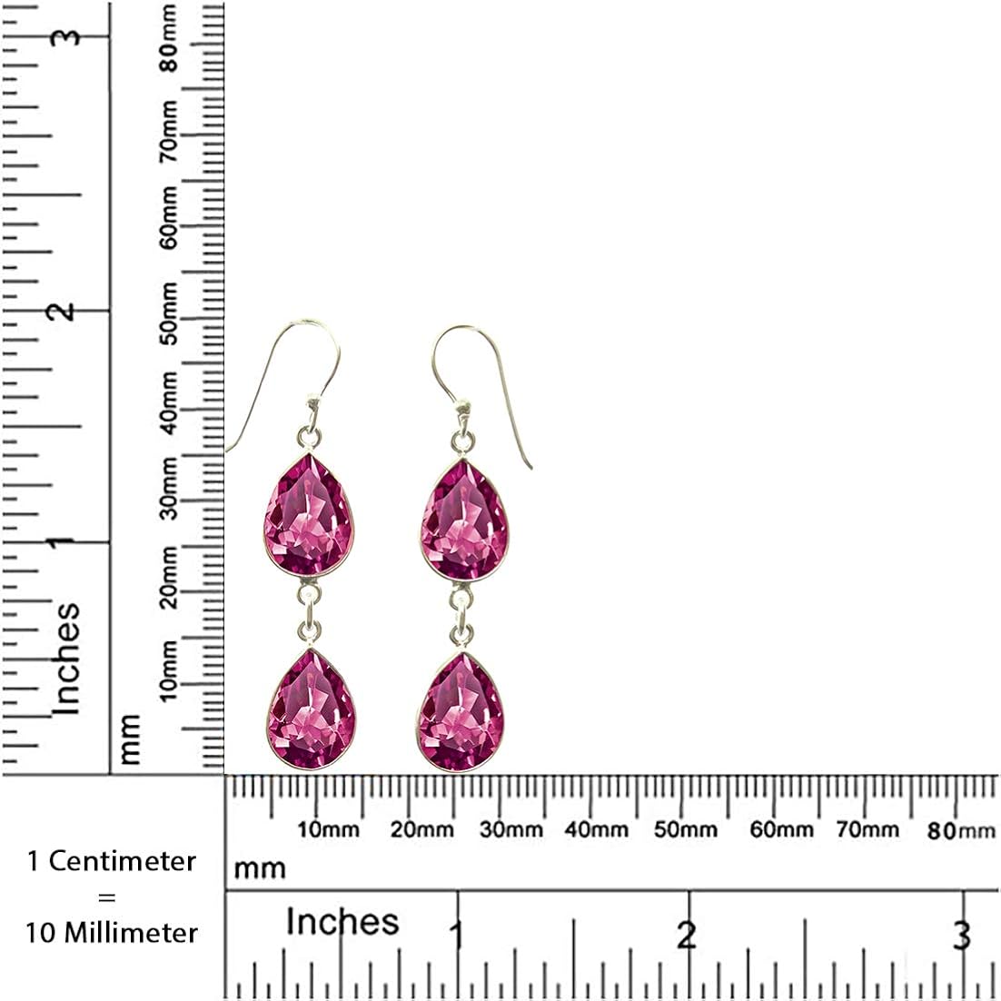 Pink Tourmaline Pear Shape Gemstone Drop Dangle Earrings For Women Authentic Gold Plated Silver & 925 Sterling Silver Fashion Jewellery Handmade By Artisans (Sterling Silver) - Image 5