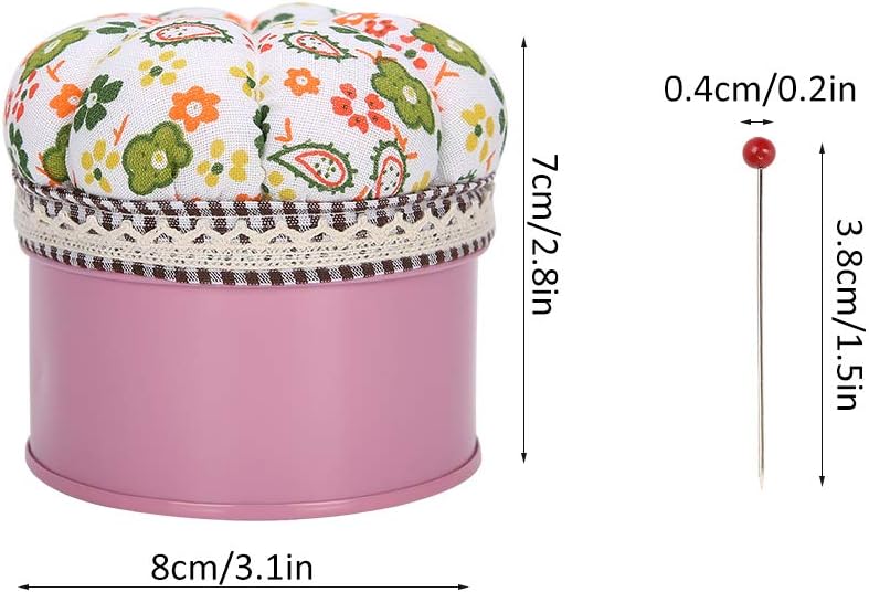 VINGVO 500Pcs Glass Pins, Steel Needles with Cloth Pin Cushion, Sewing Crafts Needles for Quilting, Wedding Flowers & Christmas Decorations