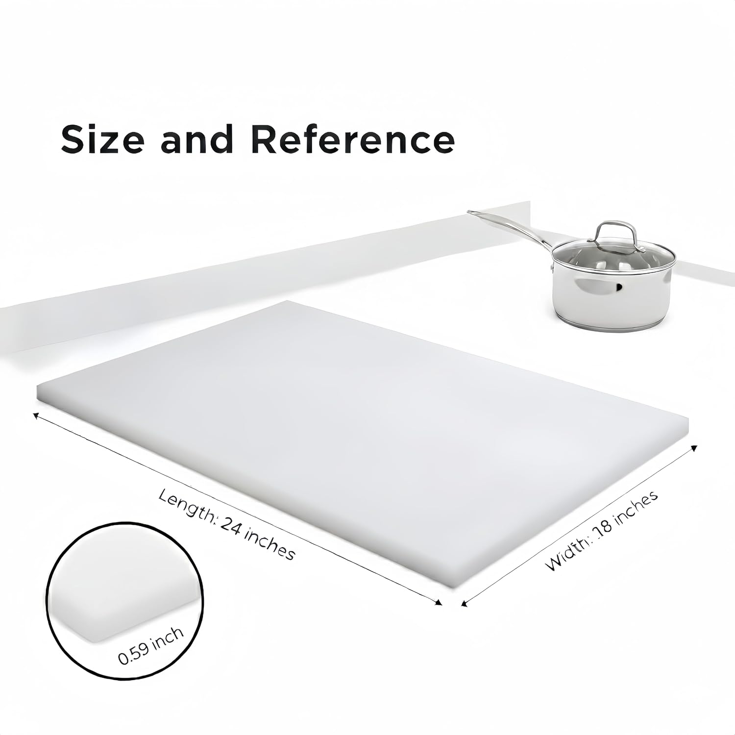 Commercial Cutting Board, Plastic Poly Kitchen Board Dishwasher Safe, Heavy Duty Food Prep Surface for Restaurant Use (24"L x 18"W x 0.57"Th)