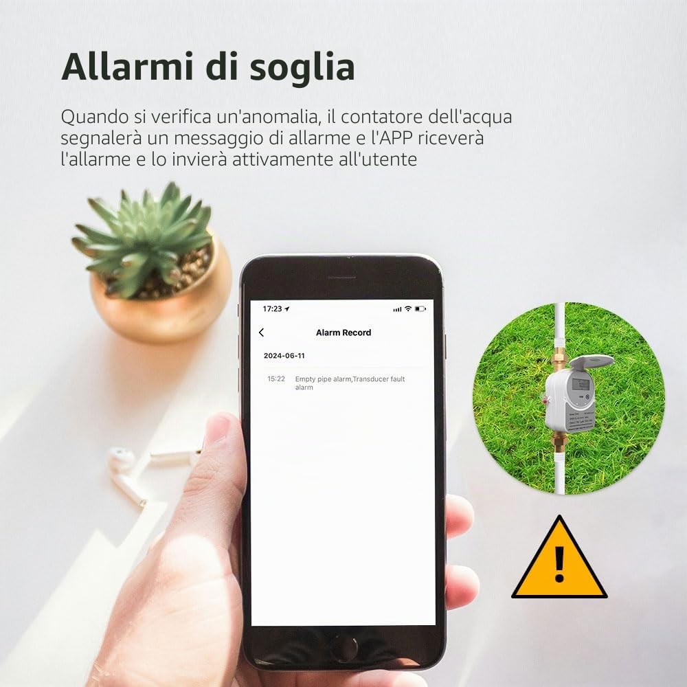Tuya Zigbee Valvola Smart Controllata ad Ultrasuoni Misuratore d'Acqua, Display LCD Data/Allarmi Soglia, Misurazione Quantità Acqua, Consumo Flusso Quantità Acqua IP68, Hub Tuya Zigbee Necessario