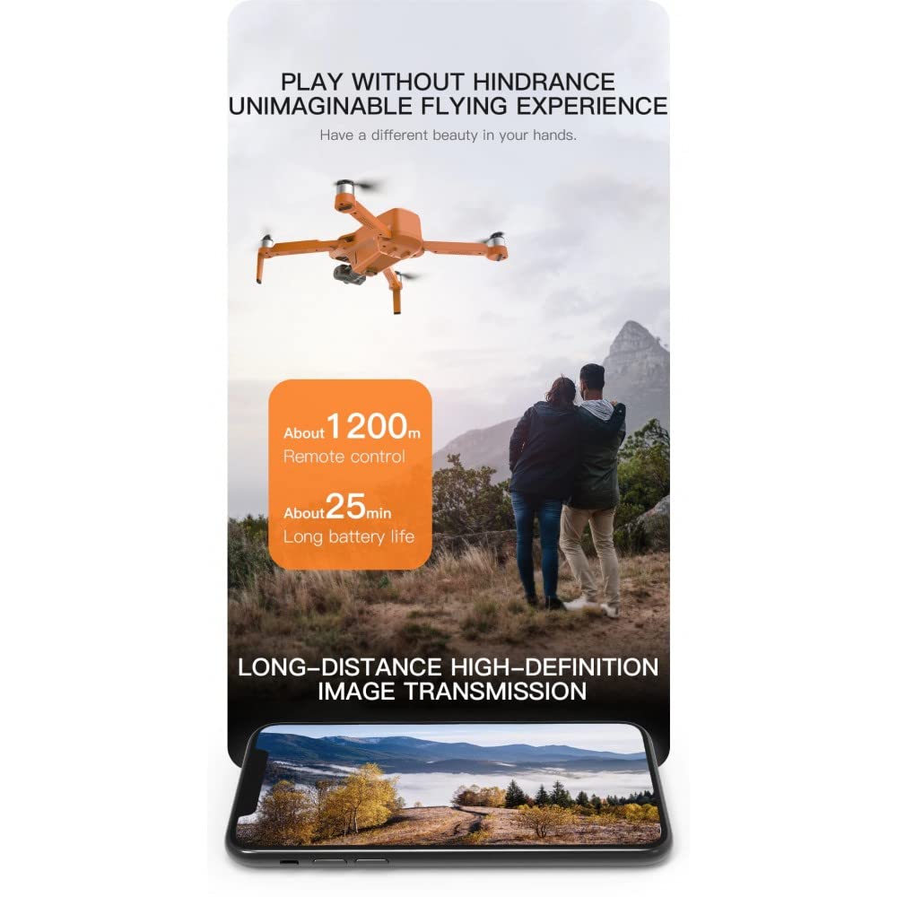 LUXWALLET Libra4 FPV Kamera Full HD WiFI GPS i 2-Ace Gimbal Drone, Zasięg 1,2 km, Pomarańczowy