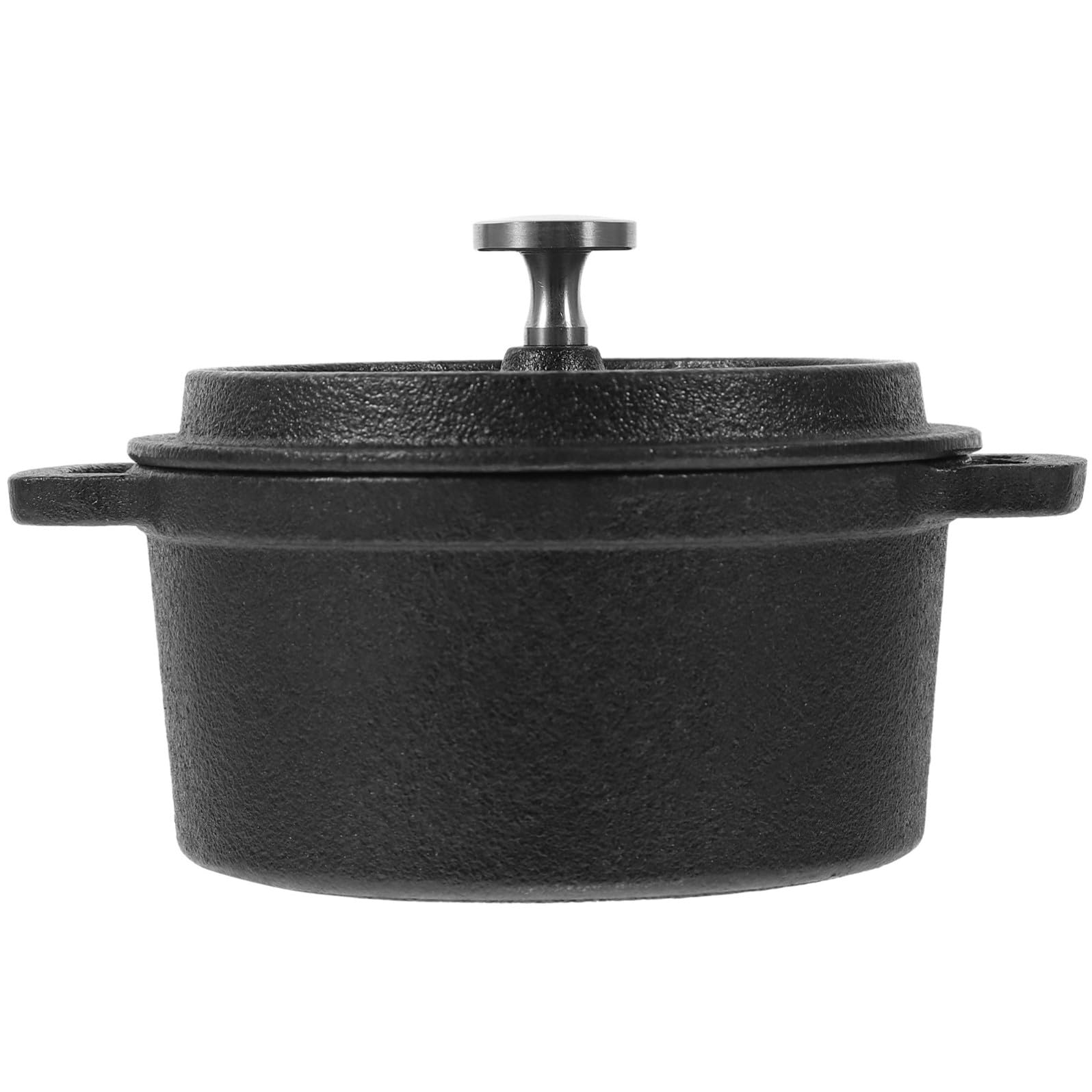 CRAFTHROU Pentola Resistente All'usura Mini Casseruola senza Rivestimento in Ferro Nero con Doppio Manico e Coperchio per Latte per Cucina e Preparazione Alimenti