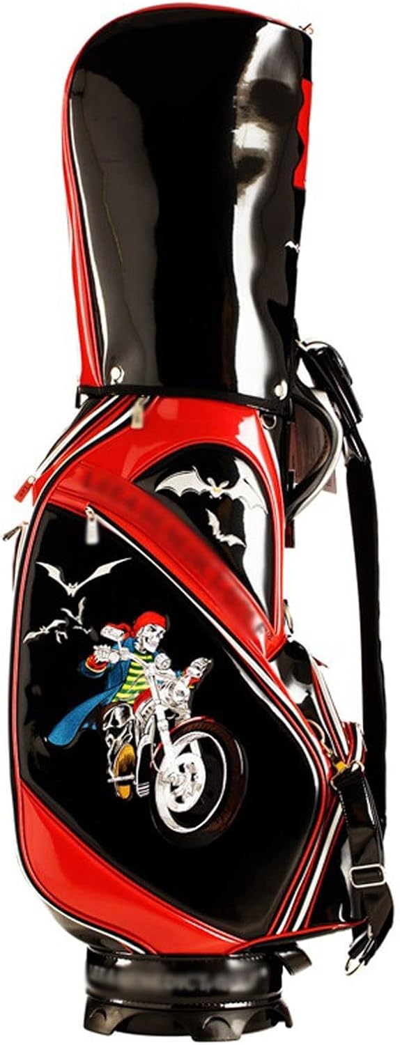 Golf Club Bags, Golf Bag Fashin and Personality PU Double-Sided Leather Golf Caddie Cart Bag with Rain Cover 4 Colors for Man Vision