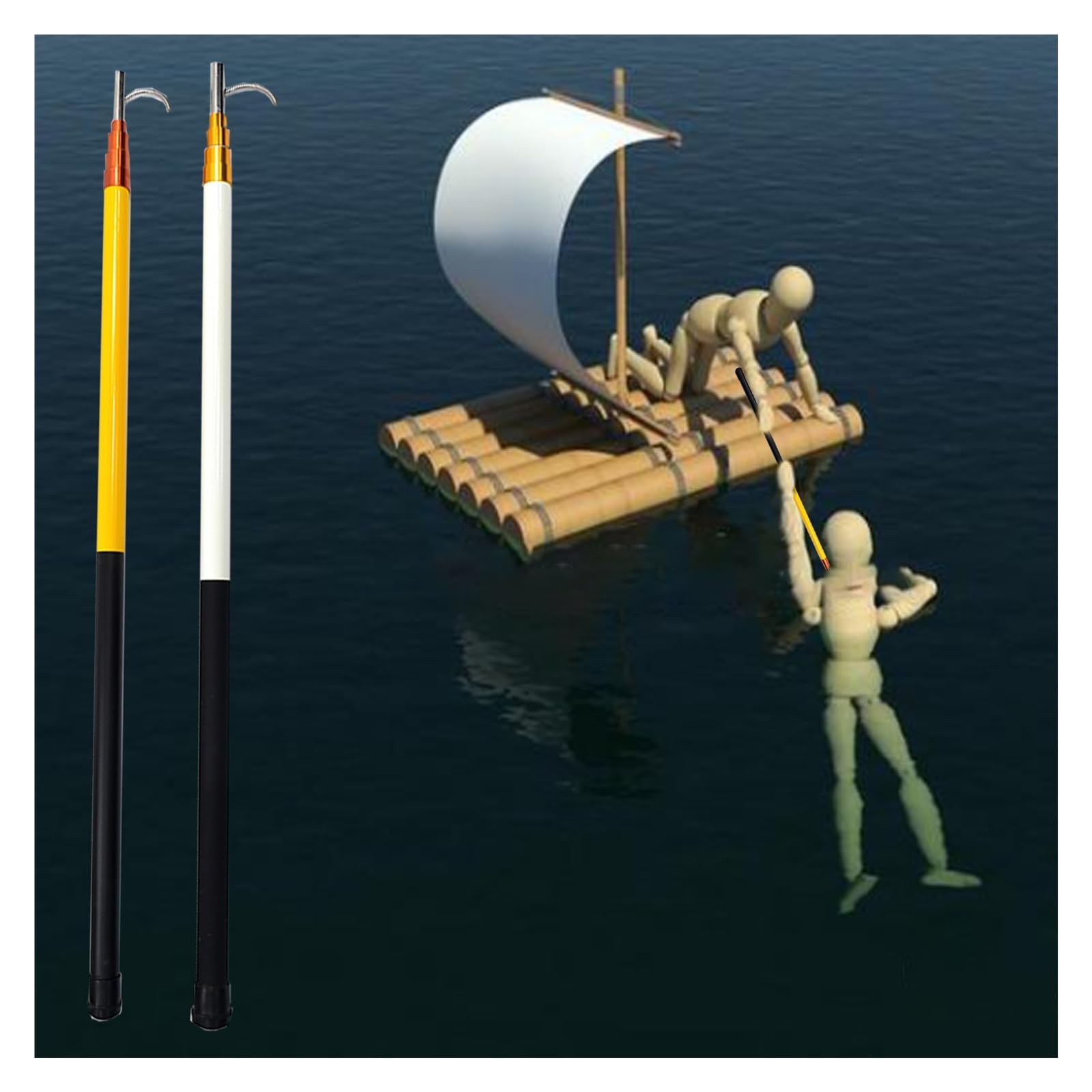 Gancio di Salvataggio for Piscina in Acciaio in Fibra Vetro | Nero/Bianco, Giallo/Nero Salvataggio in piscina da 4-6 m: gancio salvavita di emergenza