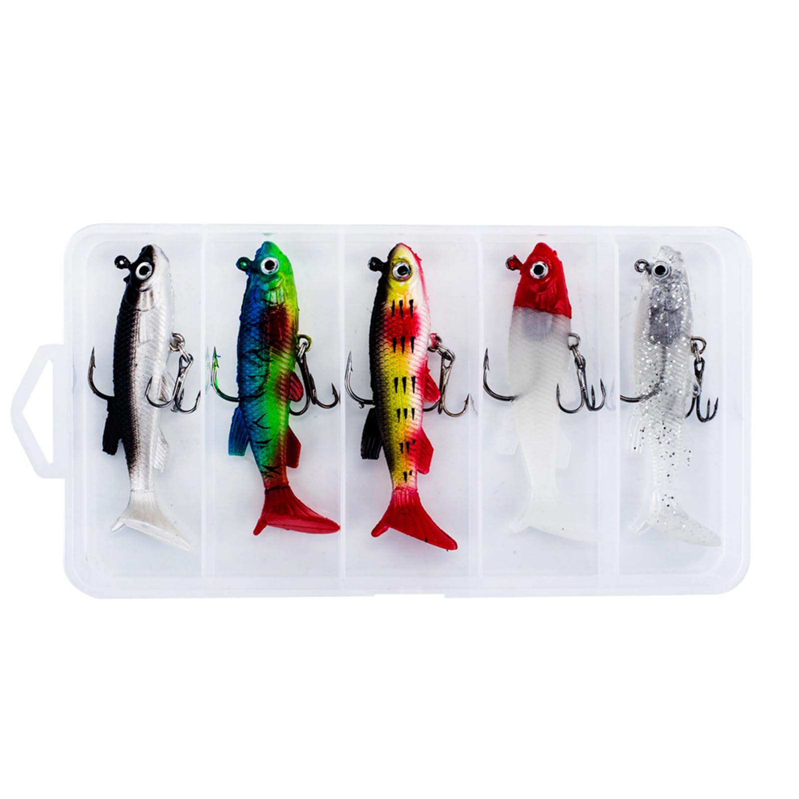 Onezebra 5pcs Multi-Color Perch Lures, Sea Fishing Tackle, Easy Catching Swimbait for Bass, Trout, High Action Fishing Jigs