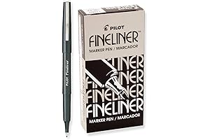 Pilot Twin Fine Line Marker, Precise Fineliner Pens with Airtight Cap, Black Ink, 12 Pens