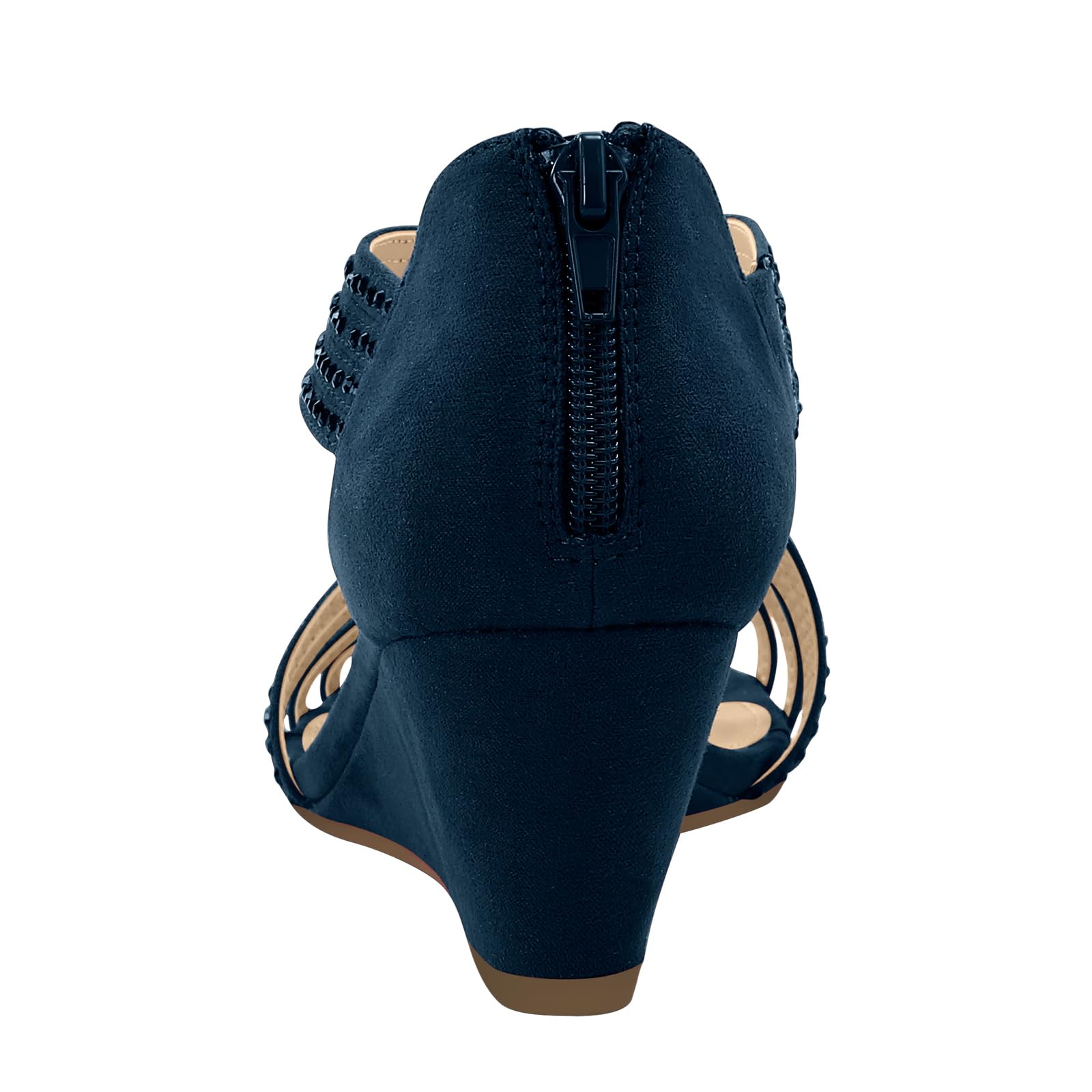 PIZZ ANNU Sandales Femme Été Compensées à Plateforme Escarpins Strass Sandale à Talon Compensé Mode Confort pour Soirée Mariage Chaussure