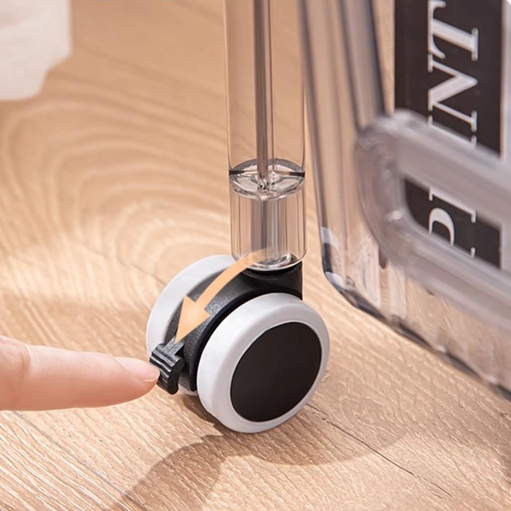 Scaffale a 4 ripiani, carrello mobile in acrilico con ruote di bloccaggio, organizer angolare per bagno, uso domestico e ufficio