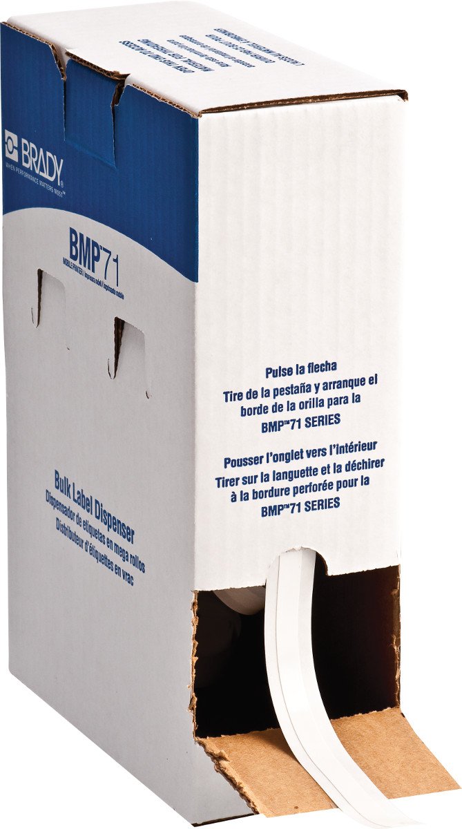 Brady M61C-375-498 BMP61 BMP71 Étiquette repositionnable en vinyle Finition semi-brillante Largeur 1,3 cm Longueur 76,2 cm Blanc