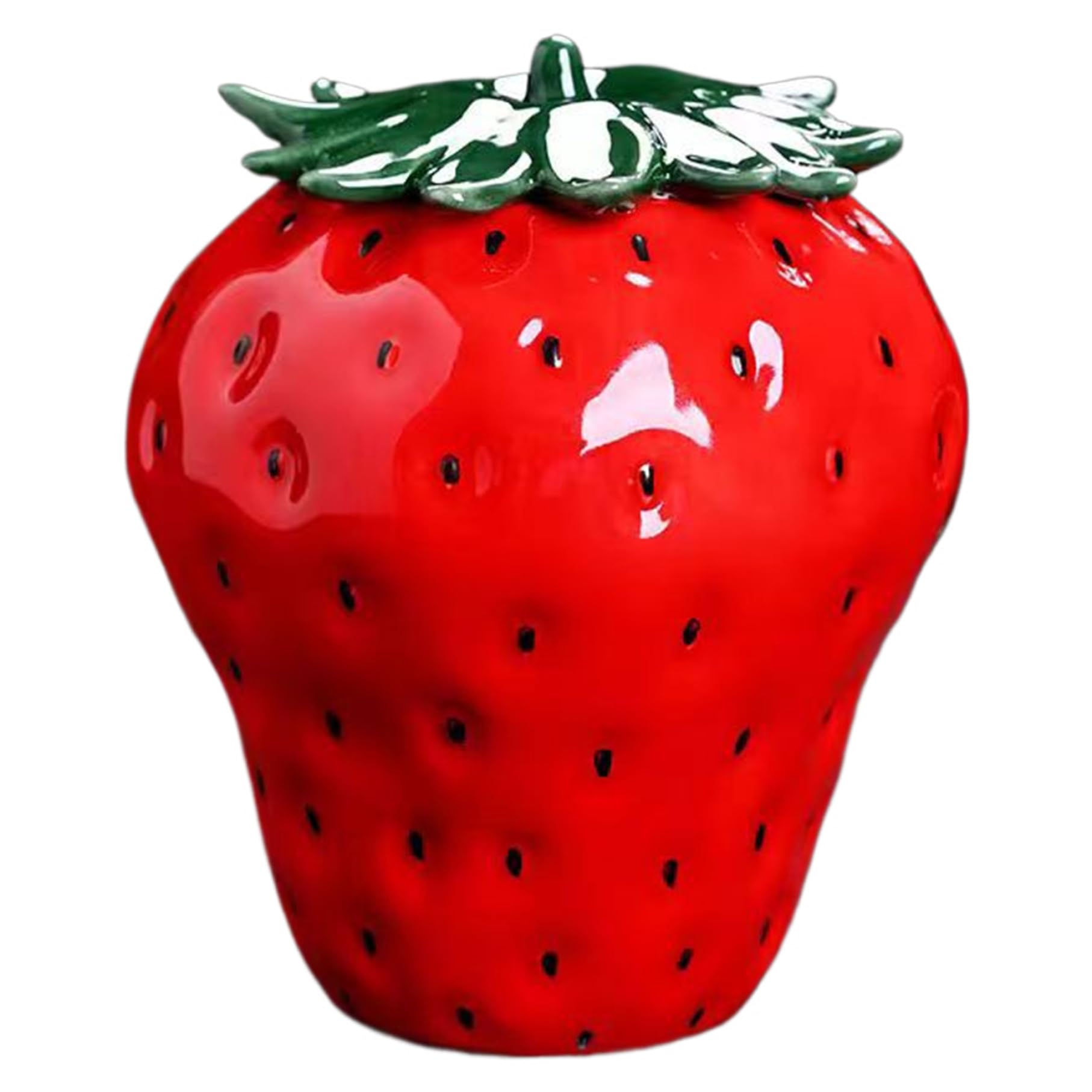 Vase fraise en céramique porte-stylo et pot fleur rouge 350ml