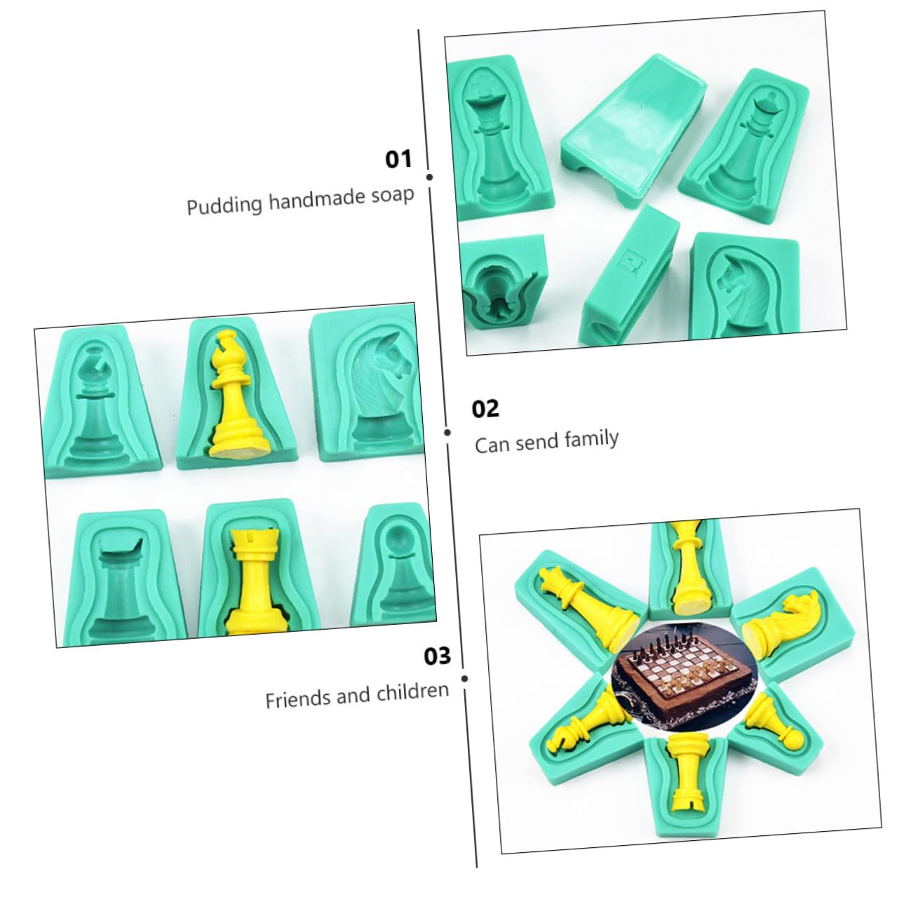 Stampo per Cioccolato a Scacchi in Silicone 12 Pezzi Verde | Dolci e Fondente, Flessibile Antiaderente, Design Creativo, Adatto a Preparazioni Fai da Te
