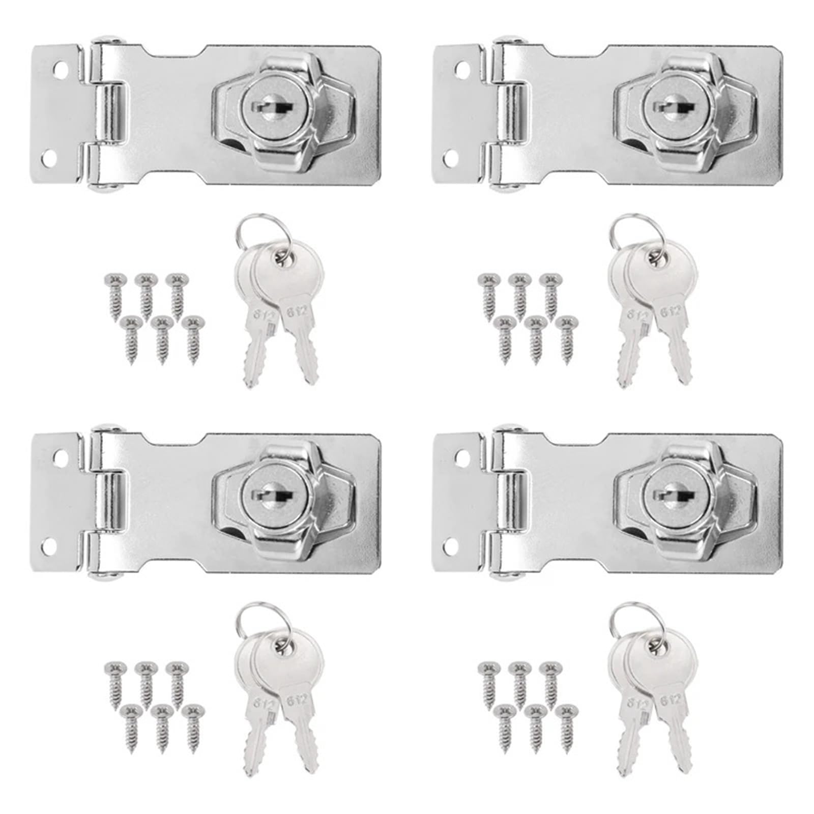 4 Pcs Keyed Hasp Locks 2.5 Inch Twist Knob Locking, Metal Safety Latches for Doors