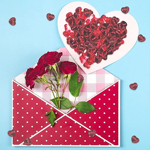 Miniatura 3 de Confeti de corazón rojo para decoración de mesa, decoraciones de confeti de corazones de San Valentín, confeti de mesa rojo con purpurina para