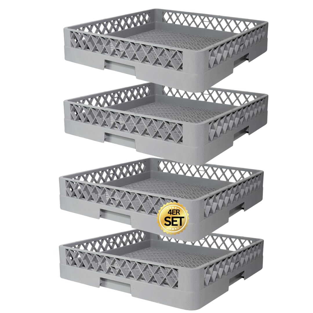 4-er Set Besteckkorb Gastro – Spülkorb Gastronomie 50x50 – für Besteck & Kleinteile – Spülmaschinenkorb universal, feinmaschig, stapelbar – Zubehör für Hotel, Restaurants oder Caterer