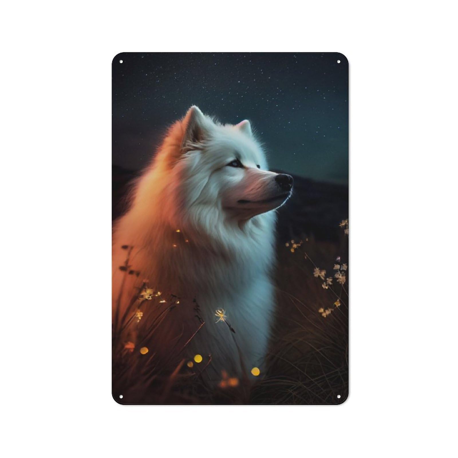 Junmoney Samoyed Dogs Vintage Metal Sign 30X20cm For Pub Or Café, For Collectors Of Vintage Metal Wall Decor