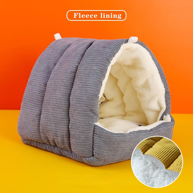 Image of Bird Bed for Cage Winter Warm Bird Bed with Soft Plush Hanging Hammock & Hut Tent, Hideaway Sleeping Nest for Budgies, Parakeets, Cockatiels (Grey, Medium)