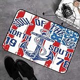 Microfaser Badematte ,antirutschfest Badeteppich,Anker, Vintage Design Anker mit Seil auf Grunge amerikanische Flagge Seele des Meeres Kunst dekorativ, ,Badvorleger mit Memory Schaum waschbar 45x75 cm