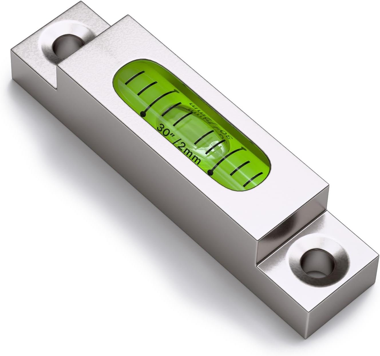Metal Precision Level, Glass Vial, Spirit Bubble Level, Accurate, Green, 66mm x 14mm, (2 5/8 x 9/16 in)