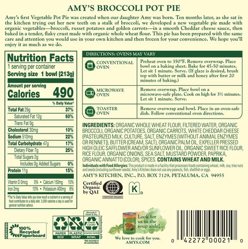 Amy'S 00021 Frozen Meals, Broccoli Pot Pie thumb #2