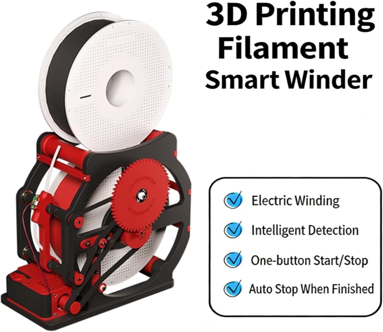 Bobina eléctrica para filamento de impresora 3D, velocidad ajustable, capacidad de 1 kg, funciona con PLA ABS PETG y alambre de soldadura, retractor
