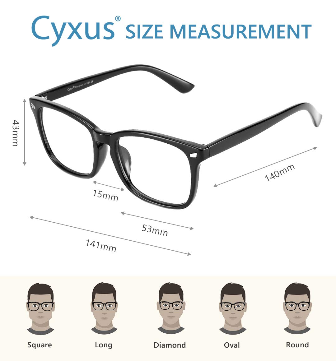 Cyxus Filtro luce blu occhiali da uomo e donna senza montatura per occhiali da gioco per PC TV Tablet