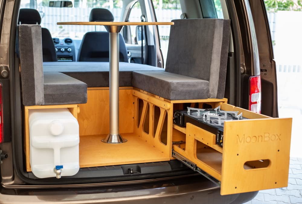 Moonbox Campingbox 115cm Modify für Minivans | mit Campingküche, Schlafsystem & Tisch | für Fahrzeuge mit Mind. 115cm Breite im Kofferraum