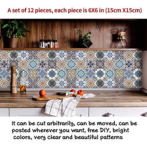 Kakofaci 12 Pcs 6X6 Inch Waterproof Vinyl Wall Tiles Sticker For Home Decor, Self-Adhesive Peel And Stick Backsplash Tile Decals For Kitchen Bathroom Decor #TOP1