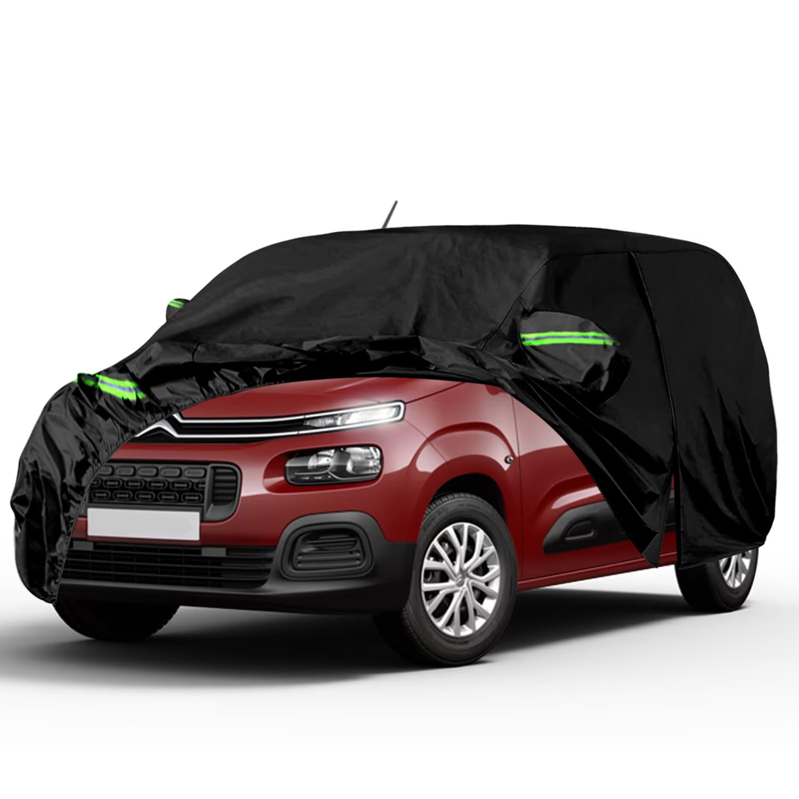Housse de Protection Voiture pour Citroen Berlingo 2018-2023, LWB Bâche Voiture Étanche avec Fermeture à Glissière, Serrure et Bandes Coupe-vent pour Protection Contre le Soleil, Neige, Pluie