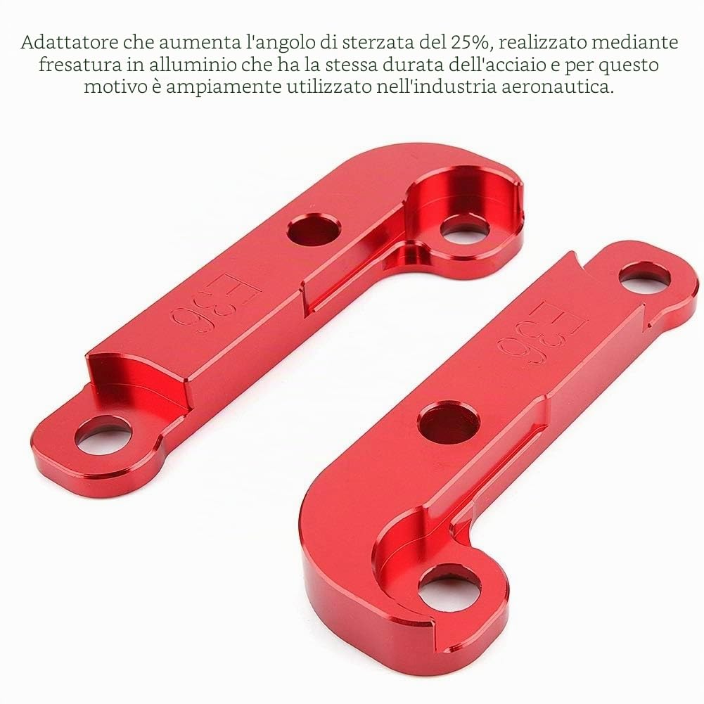 Broco Angolo di Sterzo, Adattatore Rosso Alluminio Angolo aumento di sterzo Kit Circa il 25% Drift Lock for E36