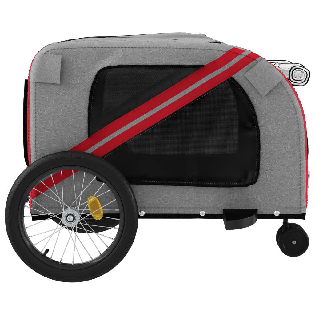 Muebles remolque de bicicleta para perros rojo y gris Oxford y hierro, muebles carro perro, carro para bicicleta, carrito de bicicleta, carro para perros, transportín perro bicicleta decoración
