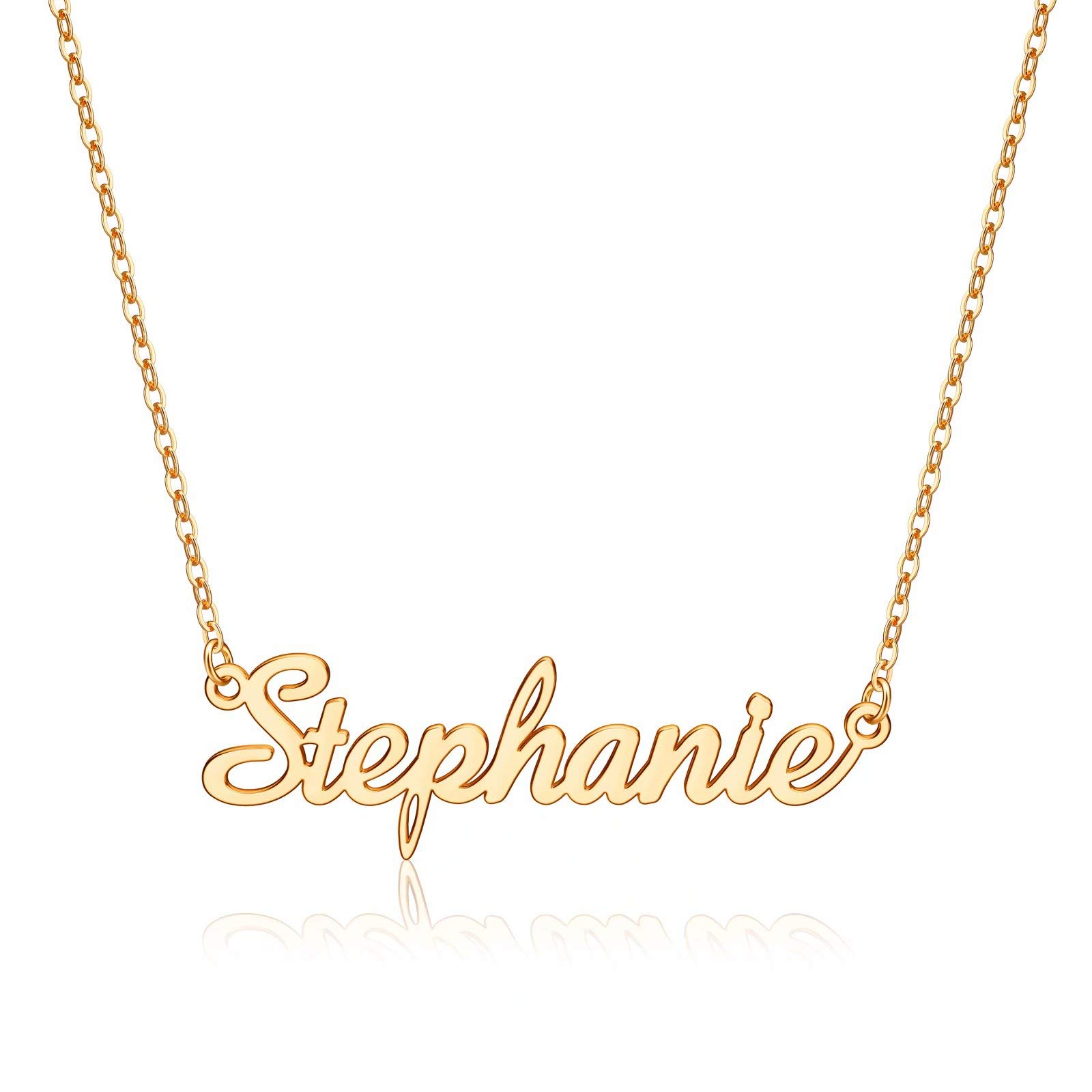 IEFLIFECustom Name Necklace Personalized, 14K Gold Plated Personalized Name Necklace White Gold Plated Monogram Necklace Personalized Jewelry Name Plate Necklace Gifts for Women Girls