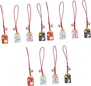 Garneck 12 Peças Acessórios Para Celular Decoração Japandi Japonês Gato Da Sorte Mochila Chaveiros Amuleto De Boa Saúde Smartphone Fortuna Pendurado Cordão De Telefone Decoração Pingente
