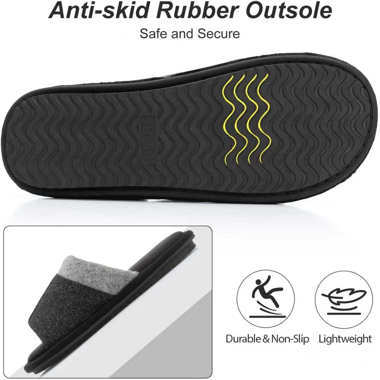 Mens Open Toe House Slippers with Non-slip Sole Men's Shoes Two-Tone Memory Foam Slippers Machine Washable Slipper for Men Gift for Male Dad Friends - Image 6