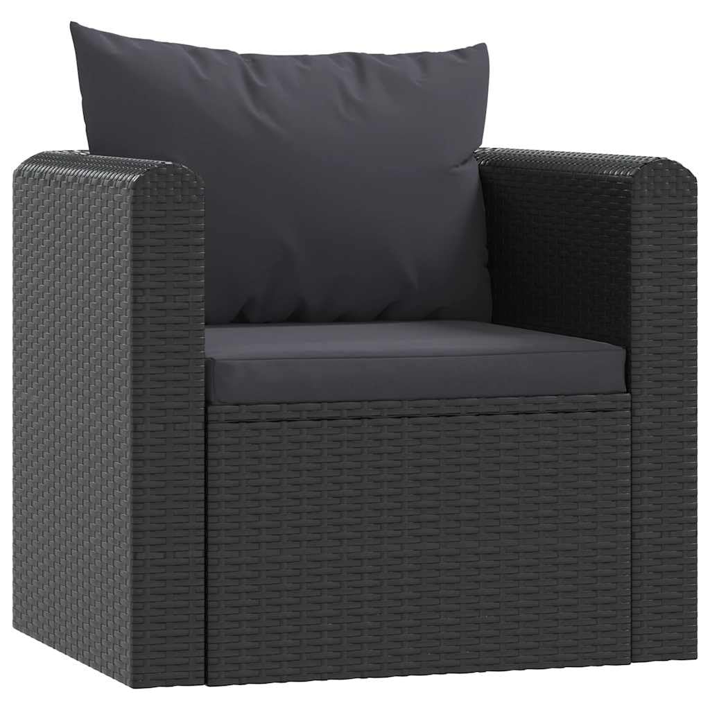 Fauteuil de jardin résistant aux intempéries en résine tressée noire facile à nettoyer