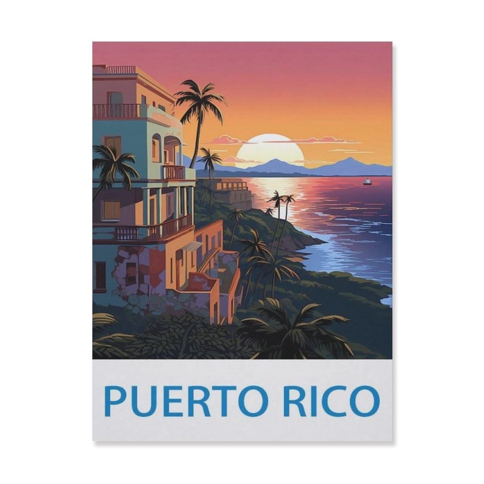 Vintage Metal Tin Sign，Puerto Rico，Retro Wall Decor Art Tin Sign for Home Coffee Bar Restaurant Pub(15x30cm）6x12 inch-EG79