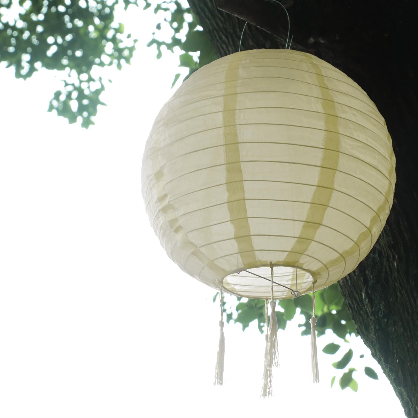 Lampions op zonne-energie voor buiten, Himmel 2 stuks solar LED-lantaarn, waterdicht, nylon, hangende tuinlantaarn, 25 cm, solarverlichting voor tuin, binnenplaats, terras, bruiloft