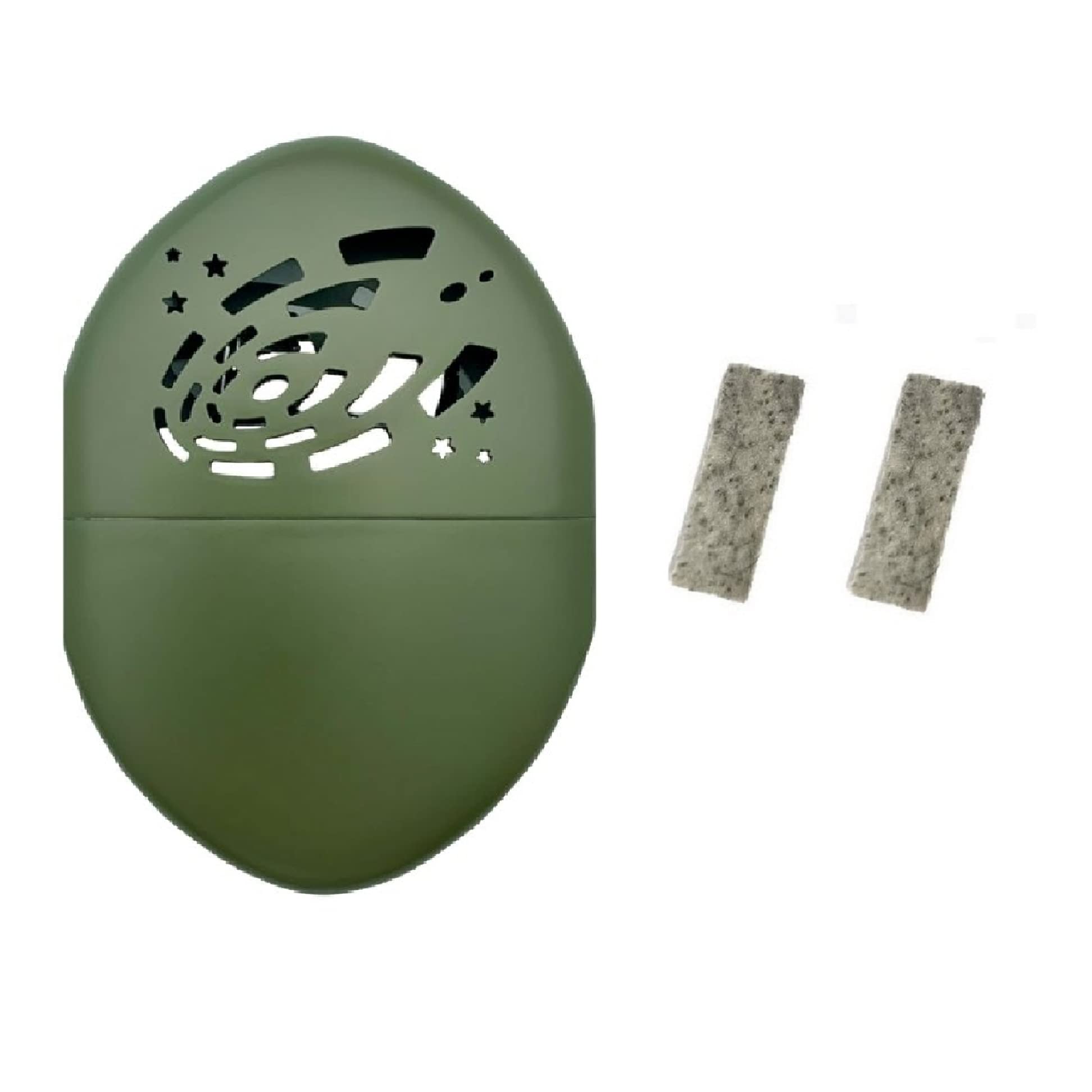 A-ONE Großer elliptischer grüner Handwärmer + 2 Stück Ersatz-Katalysator-Pad – nachfüllbares Metall-Taschenfeuerzeug-Handwärmer