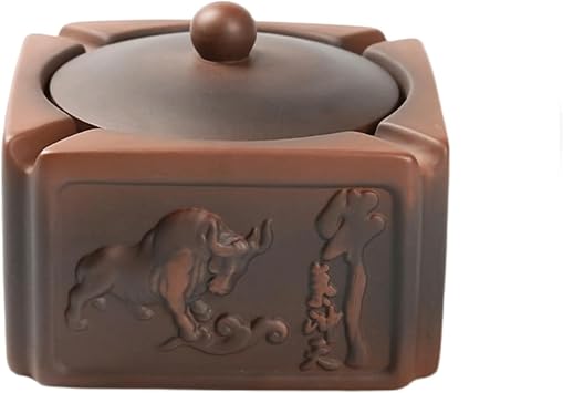Retro Ashtray High Grade Ash Tray Desktop Ornaments Square with Cover Ceramic Ashtrays Smoking Accessories Living Room