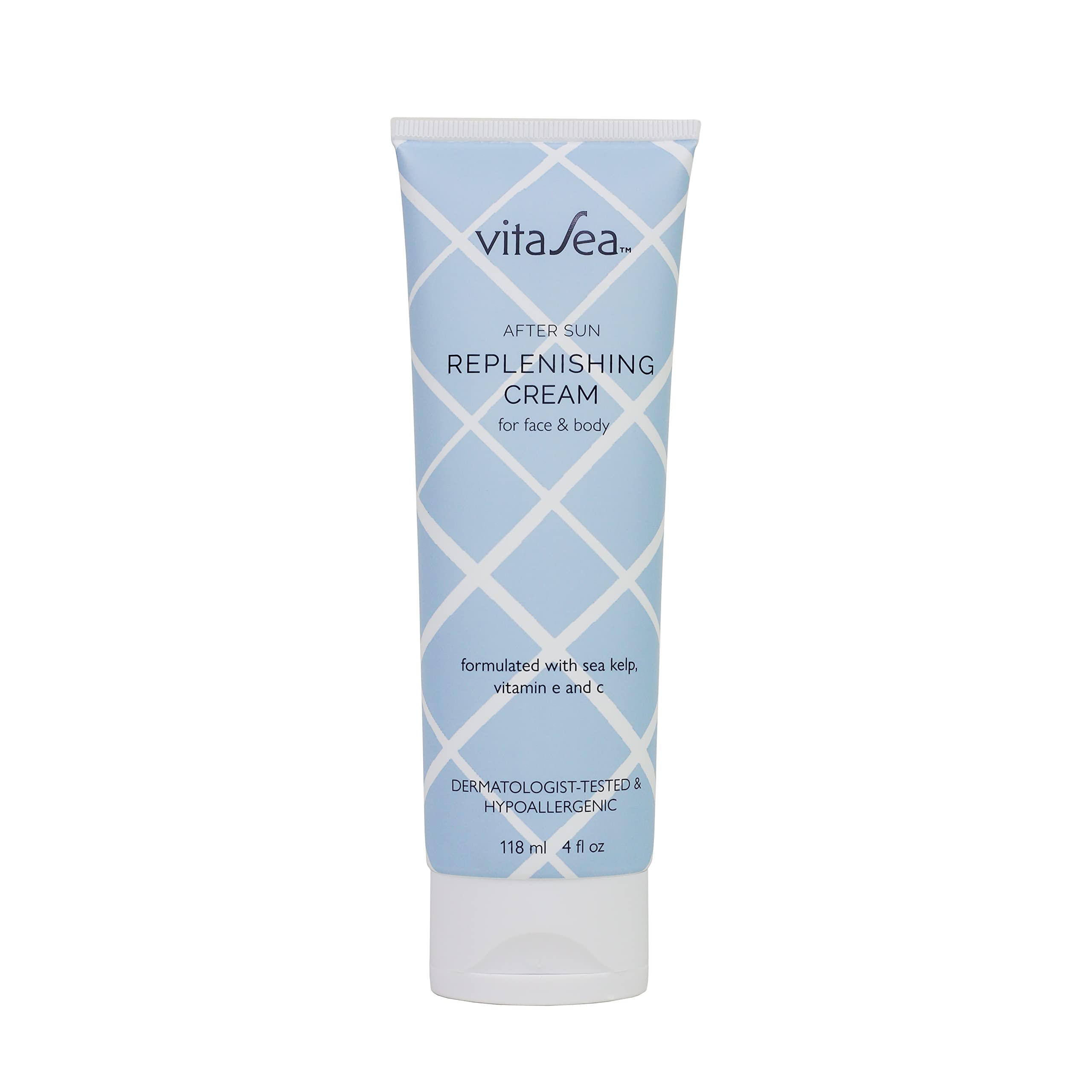 VitaSea After Sun Replenishing Cream for Face and Body, Refresh, Hydrate & Soothe Heat Exposed Skin, Fast-Absorbing Vegan After Sun Care, Formulated with Sea Kelp, Vitamin E & C, 4 Fl Oz