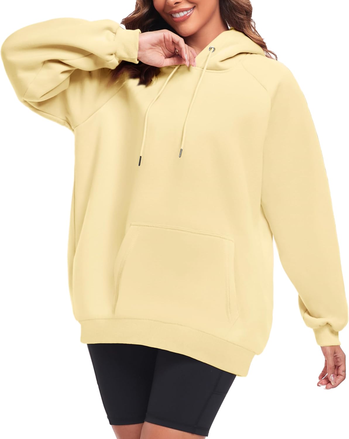 FKEEP Oversize Hoodies Women Fleece Crewneck Sweatshirt Casual Long Sleeve Pullover Tops with Pockets - Image 2