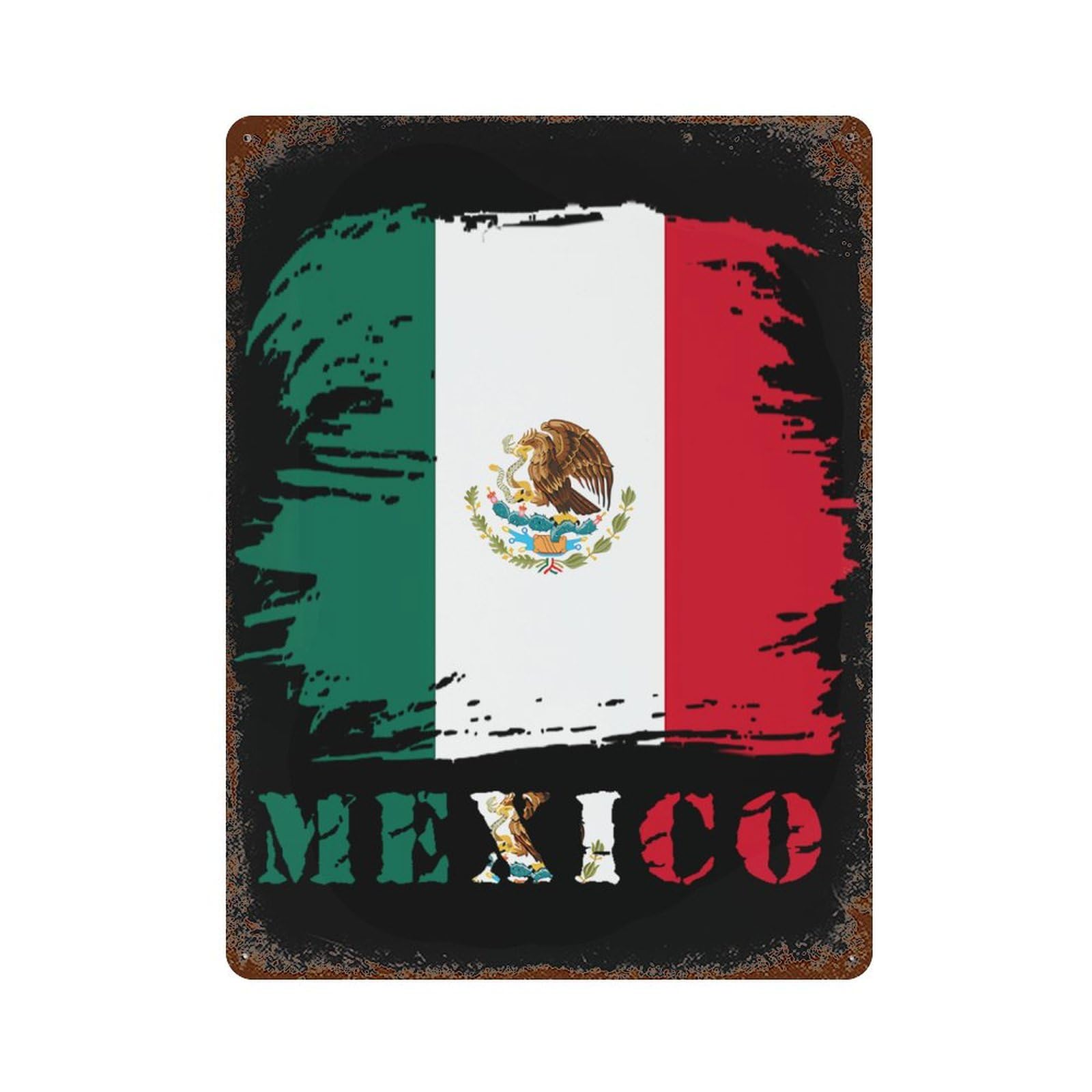 KWQDOZF Vintage Mexico Michoacan Mexican Flag Theme Metal Tin Sign,Vintage Iron Hanging Plate Vertical with Rust Poster Wall Decor 12x16inch