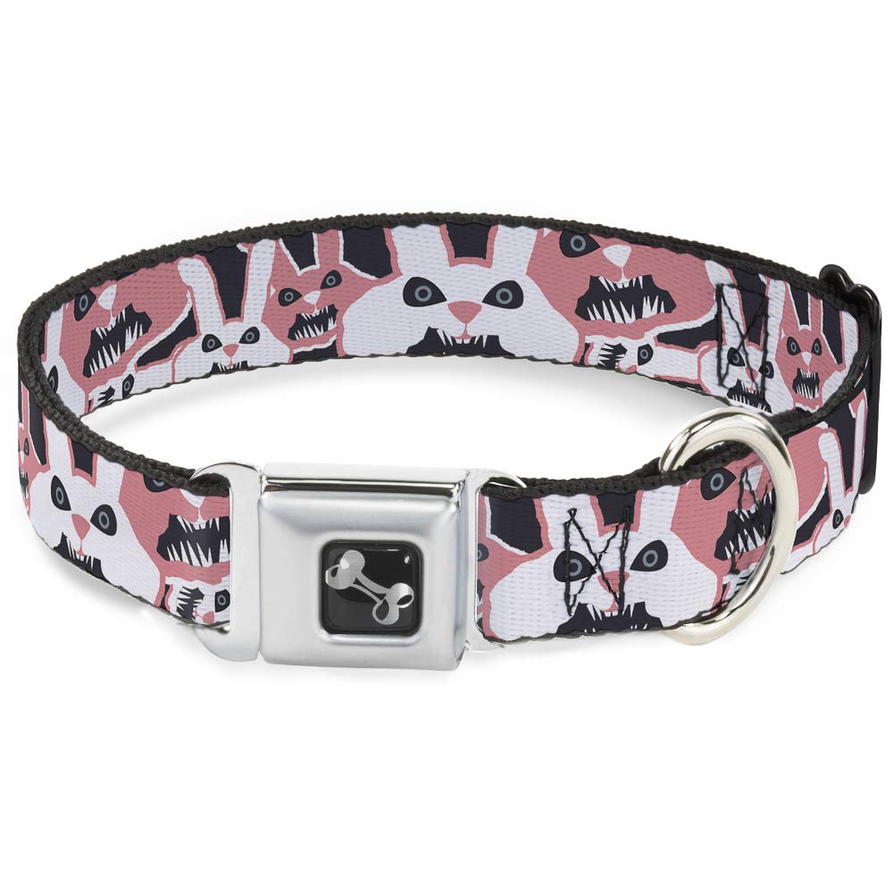 Collier chien os Angry Lapins réglable 9-15 pouces gris rose pour chiot