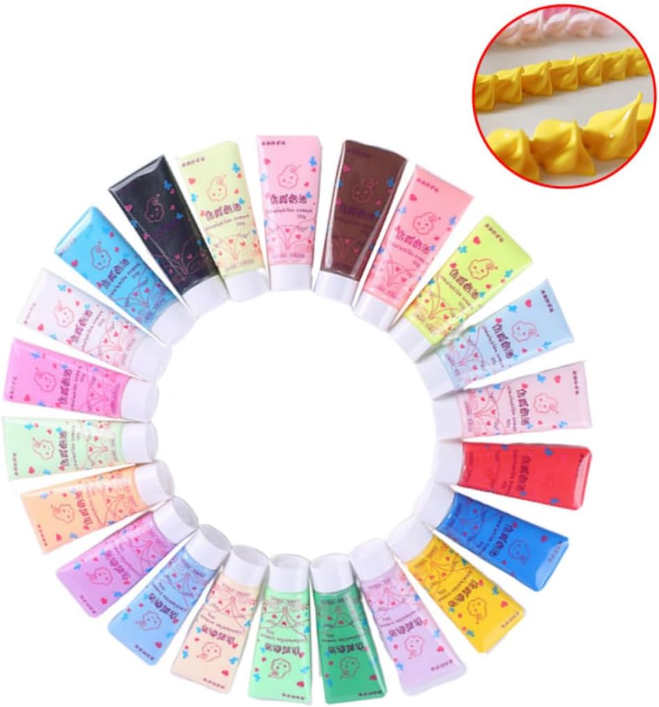 Veemoon 22 Pcs DIY Cream Glue for Phone Case Decorating Simulation Paste with Dual Nozzles Safe Material for Crafting Patterns and Embellishments Random Color