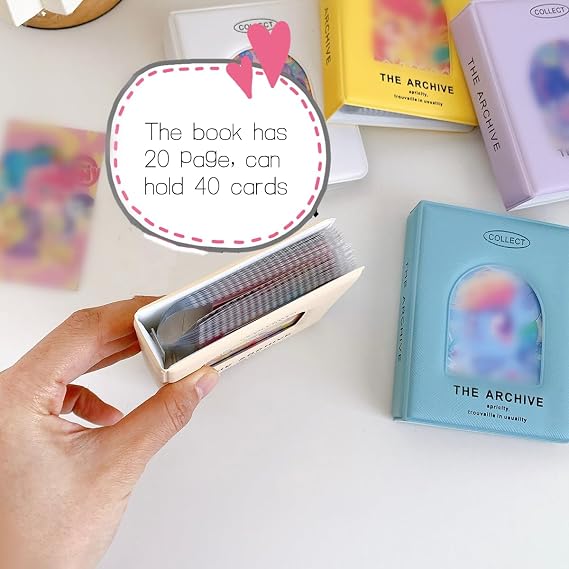 Mini Cards Binder Collection 1-Pocket, 40 Pockets Card Holder with 20 Sleeves, Trading Card Collector, Album Card Folder for Girls and Boys (1, Pink)