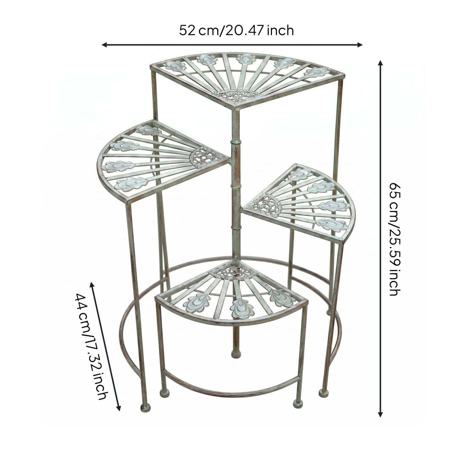 Portavasi a 4 Livelli Livelli Salvaspazio Portavasi in Metallo Decorativo Arredo da Giardino per Spazi Interni Esterni, Verde Invecchiato